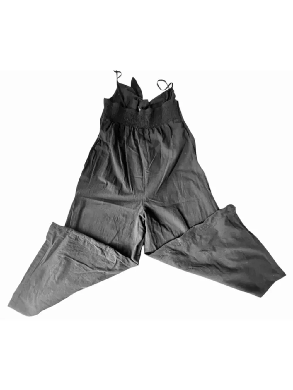 Shein Jumpsuit Womens L Black Cotton Adjustable Straps Elasticized Back Wide Leg - Picture 4 of 6